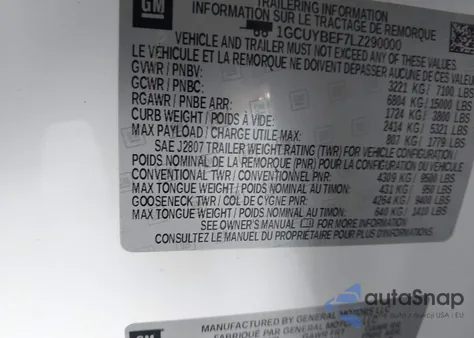 2020 Chevrolet Silverado 1500 4Wd Short Bed Custom/4Wd Standard Bed Custom from USA, damaged, VIN 1GCUYBEF7LZ290000